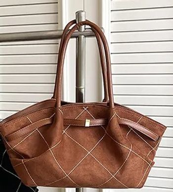 Sac fourre-tout cuir Daim brun tendance