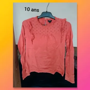 Haut a manches longues fille 10 ans corail kiabi