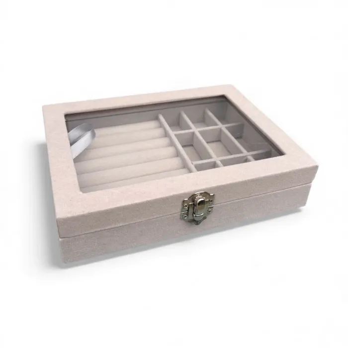 Boîte à Bijoux Gris 20x4.5 cm Neuf