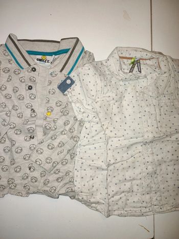 2 chemises. 1 longue et 1 courte 12 mois