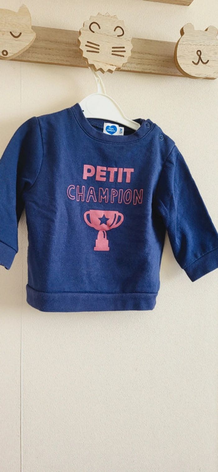 Sweat bleu marine mots d'enfants 12 mois - photo numéro 2