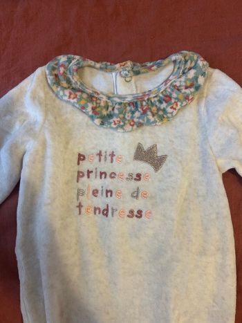 Pyjama velours blanc Gémo - "Petite Princesse" - 9 mois
