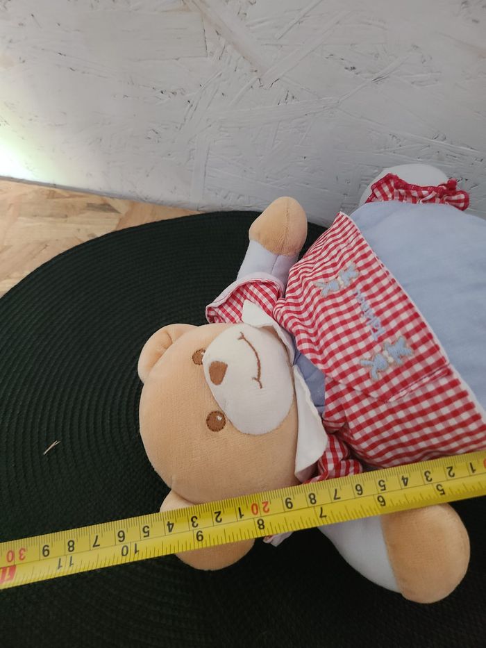 Doudou ours bleu vichy rouge TAKINOU - photo numéro 2
