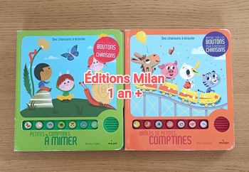 LOT : 2 livres sonores cartonnés Petites Comptines éditions Milan 1 an + 