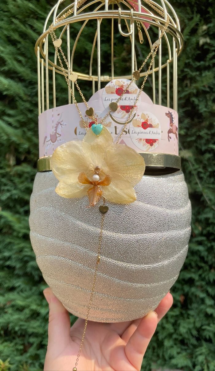Collier véritable orchidées stabilisé - photo numéro 3