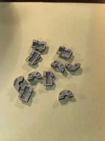 10 Lego Cylinder Half 1 x 2 x 1, ref 68013 Light Bluish Gray