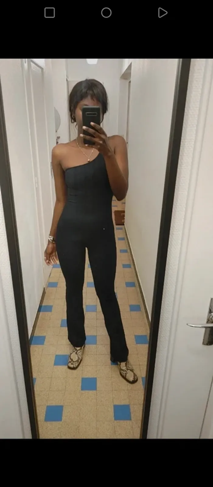 Combinaison gaine épaule dénudé moulant one shoulder patte d'éléphant vintage yk2 - photo numéro 7