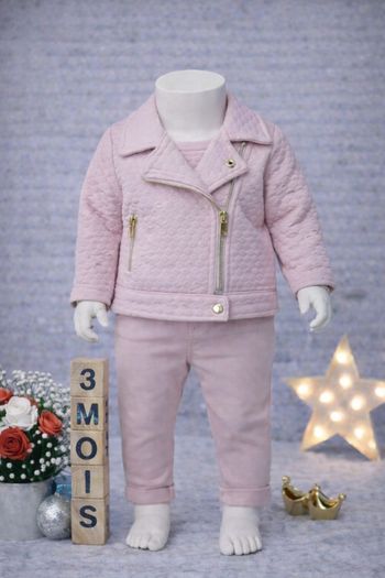 Ensemble veste intérieur polaire pantalon et T-shirt rose Fille taille 3 mois 🦄