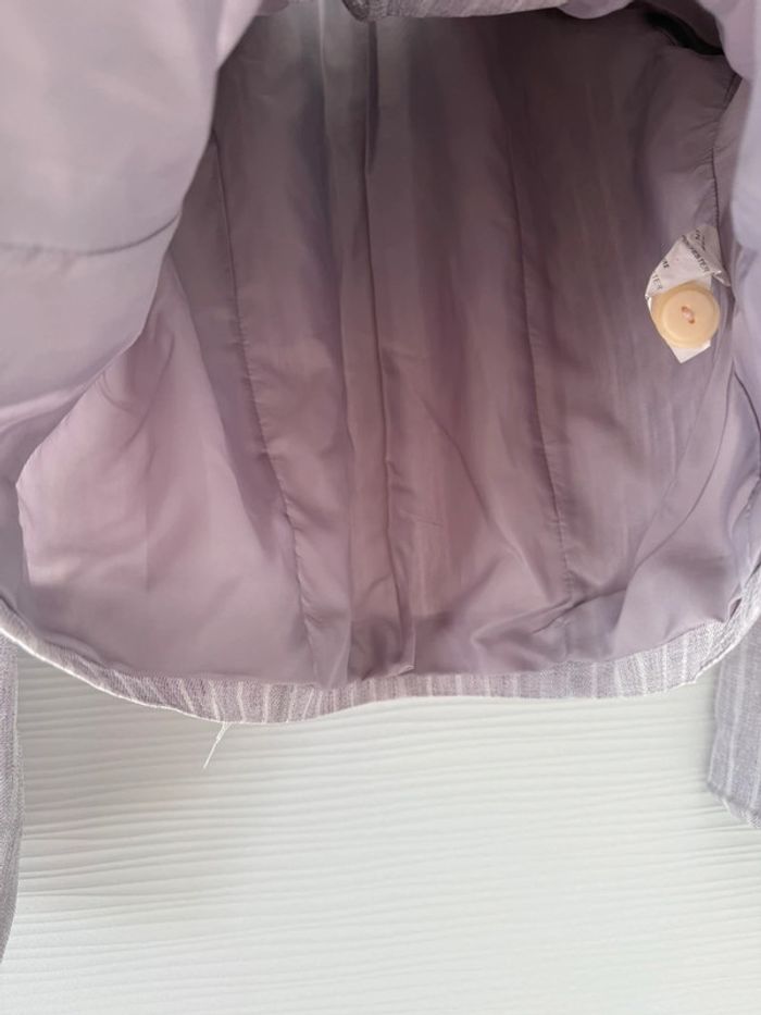 Ensemble veste pantalon tailleur rose et blanc à rayures classe élégant - photo numéro 6