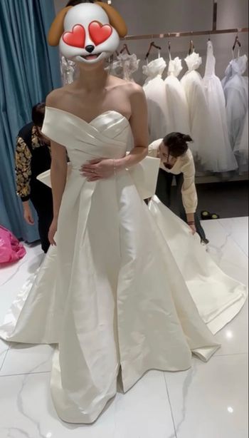 Robe de mariée mikado bustier asymétrique XS T34