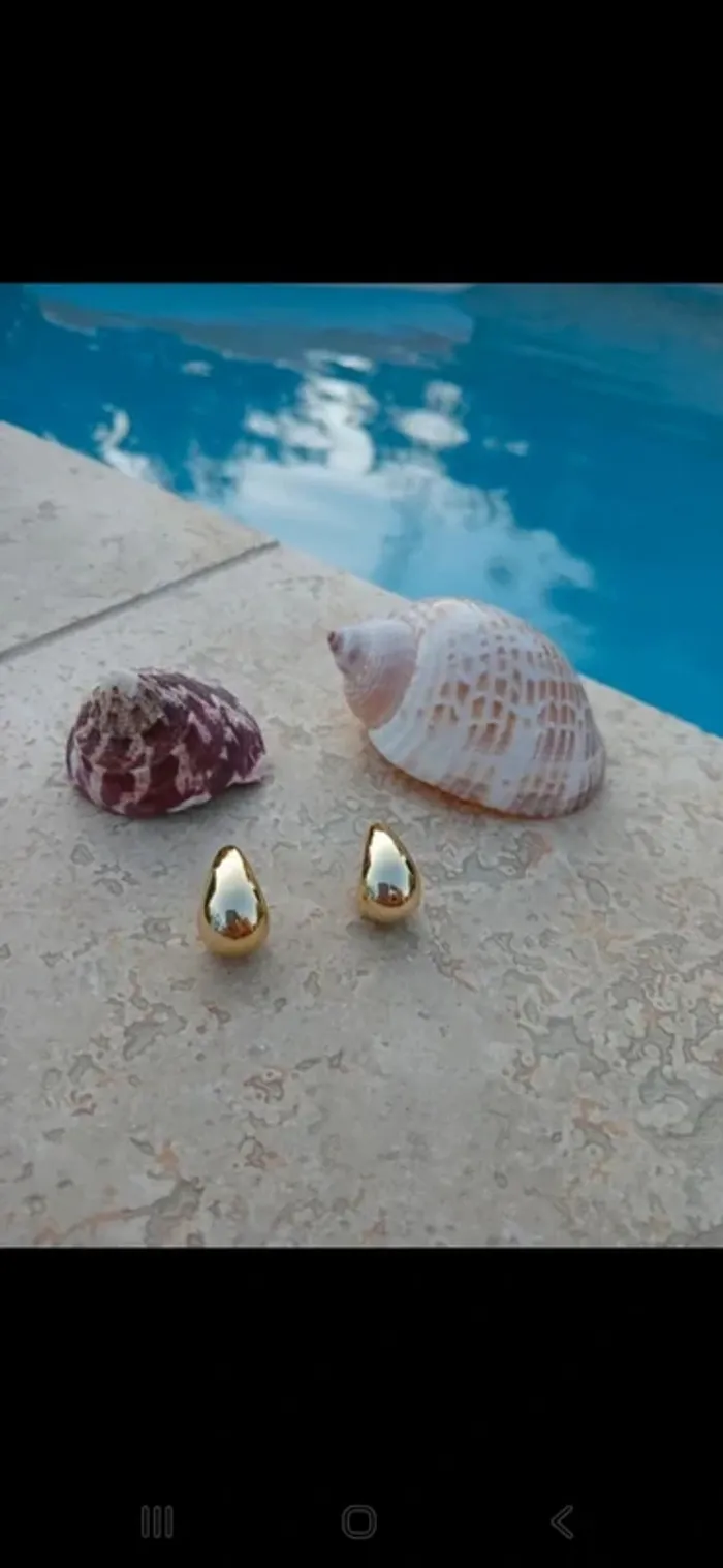 Boucles d'oreilles motif gouttes summer or doré acier inoxydable - photo numéro 3