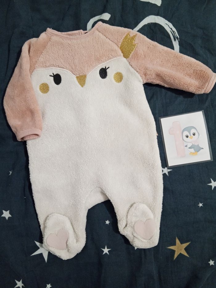 Pyjama rose et blanc _ 1 mois
