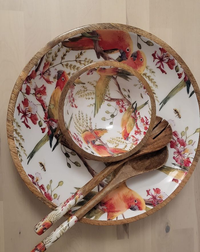 set de saladier de bois de mangue - photo numéro 5