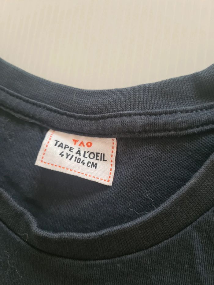 Tee-shirt bleu marine écriture "Je peux pas j'ai vacances" taille 4 ans - photo numéro 3