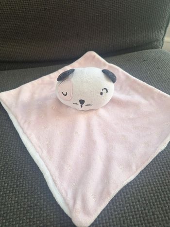 Doudou plat panda chat ourson rose cœur rose