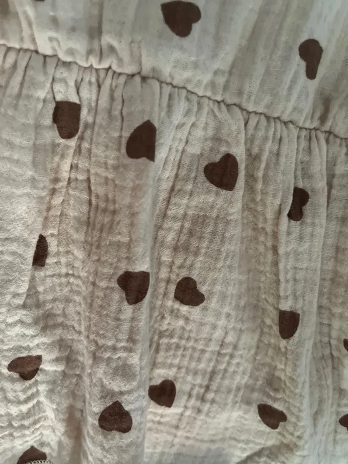 7 ans - ensemble beige/marron cœur gaz de coton - photo numéro 5