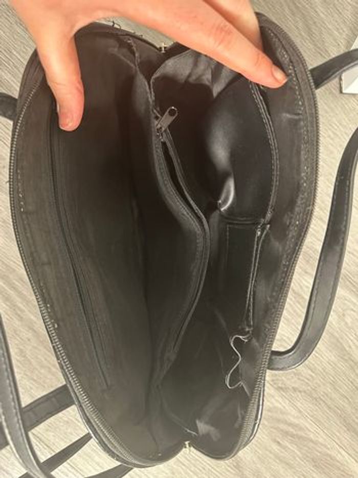 Sac à main baguette noir en cuir véritable Vintage - photo numéro 4