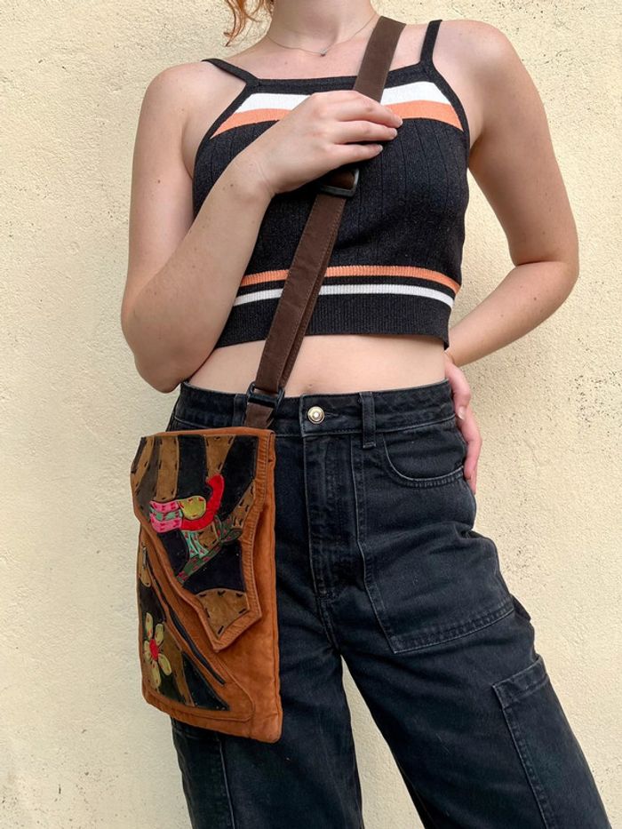 Sac à main pochette bandoulière en velours - photo numéro 3