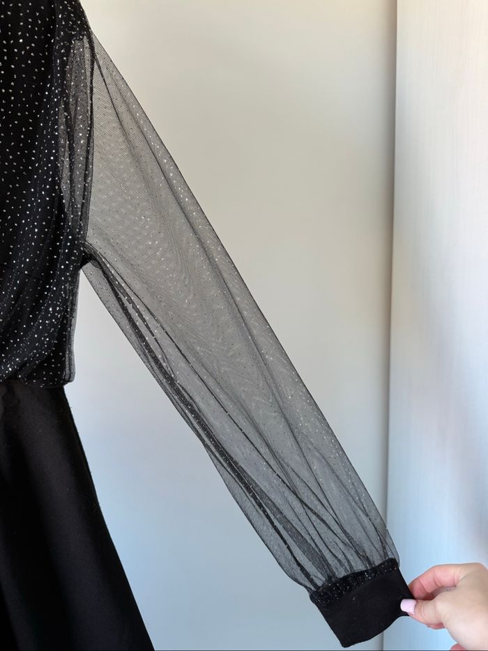 Robe noir à paillettes à manche longues transparente S - photo numéro 4