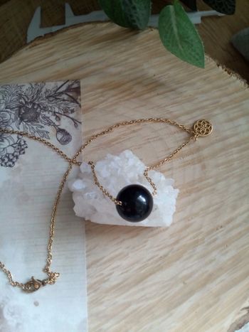 Collier pierre d'obsidienne naturelle