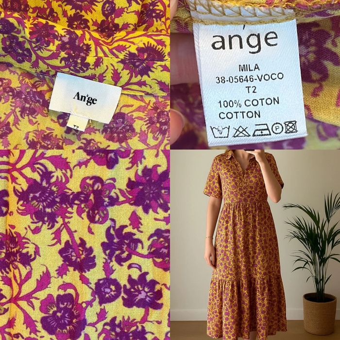 Robe à fleurs An’ge – imprimé violet et jaune – T2 - photo numéro 6