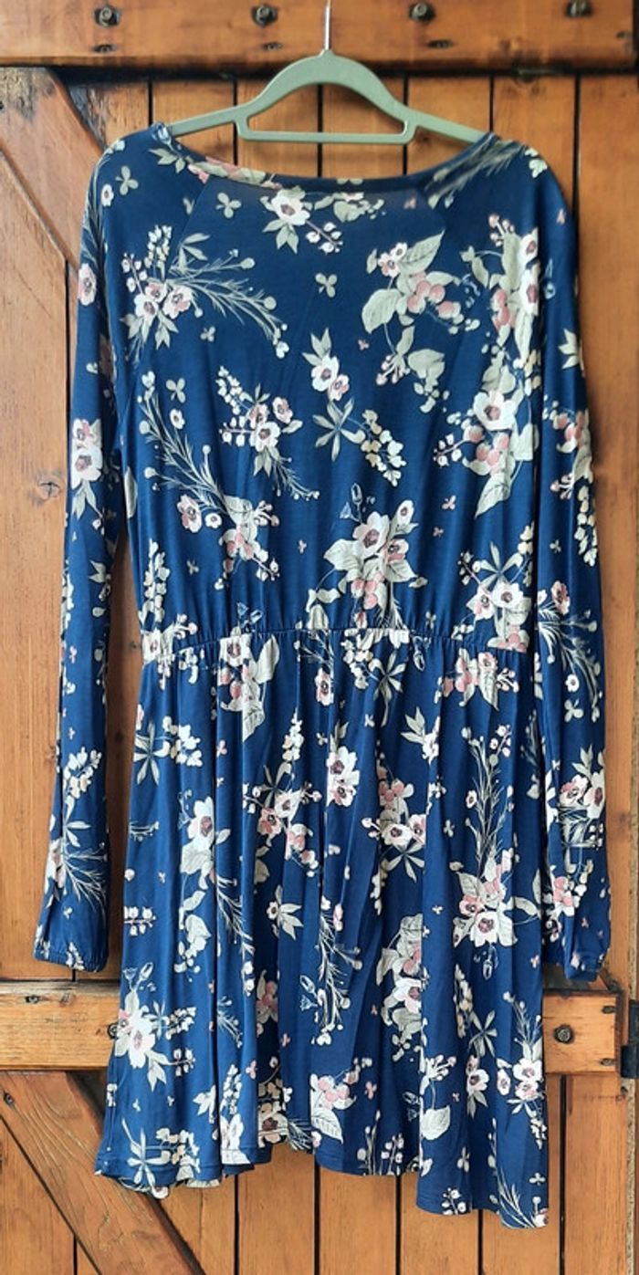 Robe bleu à fleurs C&A, L - photo numéro 2