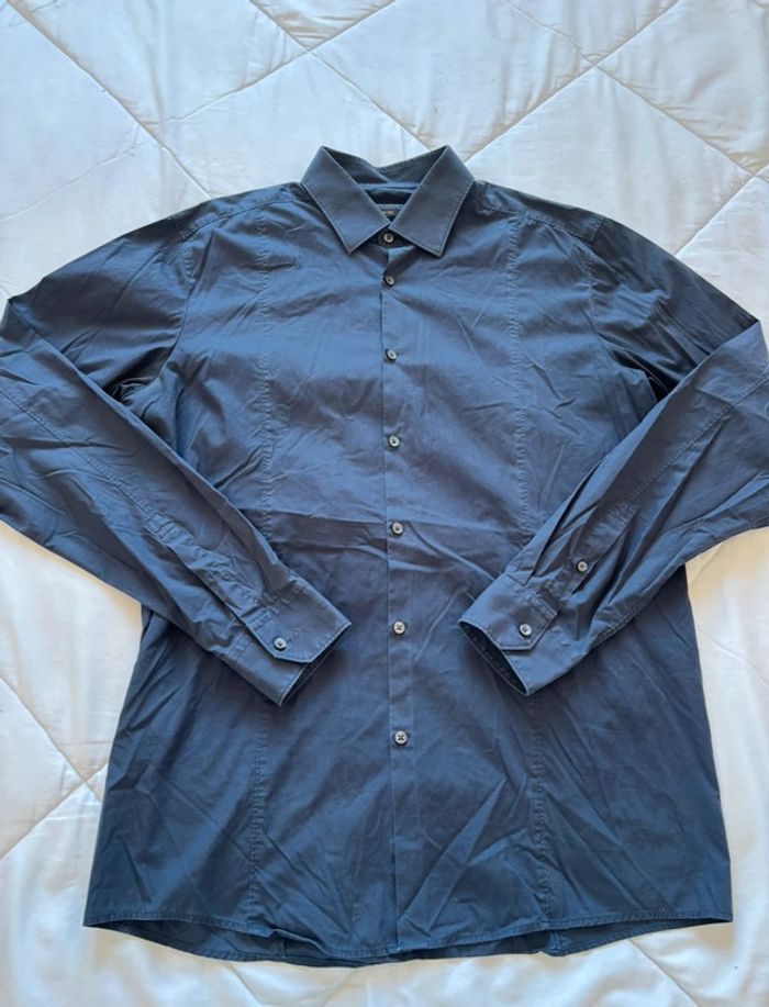 Chemise bleu marine homme black tag by Zara man slim fit ajustée début 2000 y2k taille M - photo numéro 3