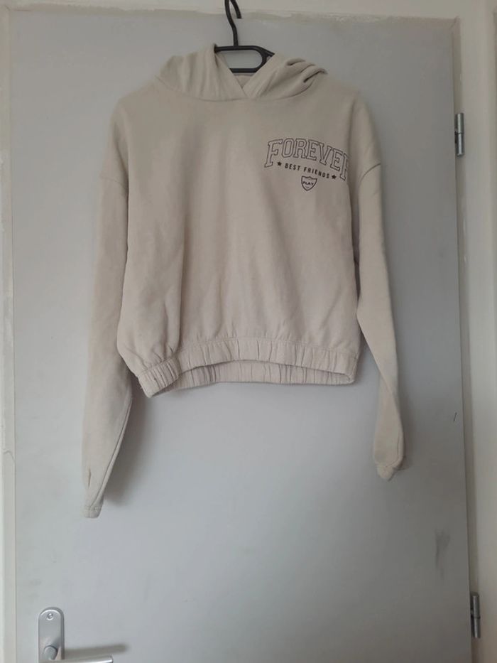 Sweat à capuche beige 14 ans Gémo