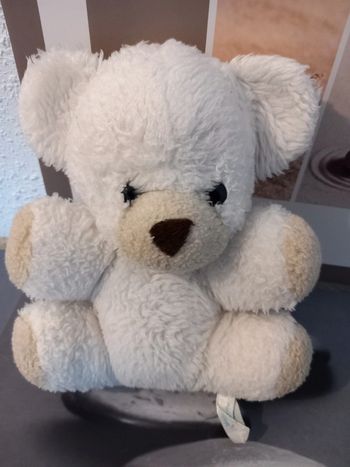 Peluche ours vintage blanc petit model 20cm marque nounours