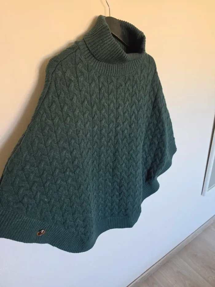 Poncho laine pull vert Monoprix - photo numéro 4