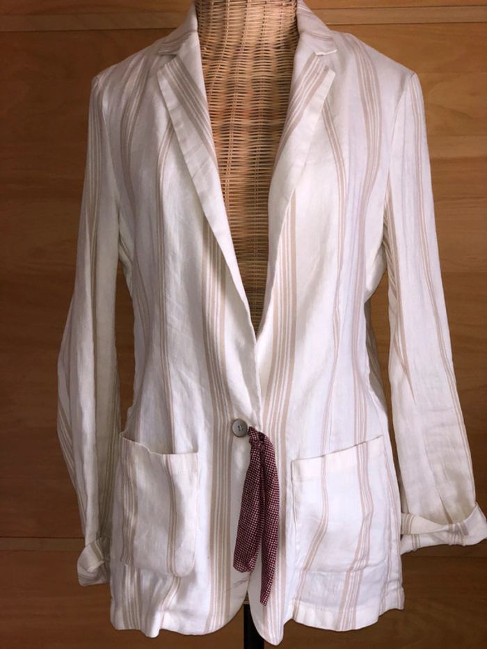 Veste lin marque DIEGA taille M - photo numéro 3