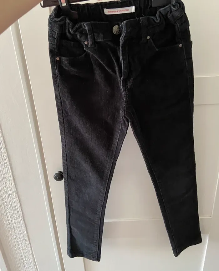 Pantalon velours slim noir Monoprix 7 ans