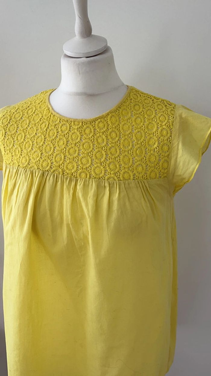 Blouse jaune à dentelle zara XS - photo numéro 3