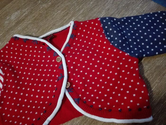 Gilet boléro bébé fille 6 mois catimini drapeau américain bariolé rouge bleu blanc - photo numéro 2