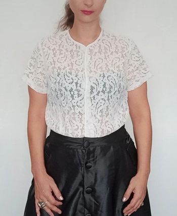Chemisier dentelle blanc chic vintage taille unique