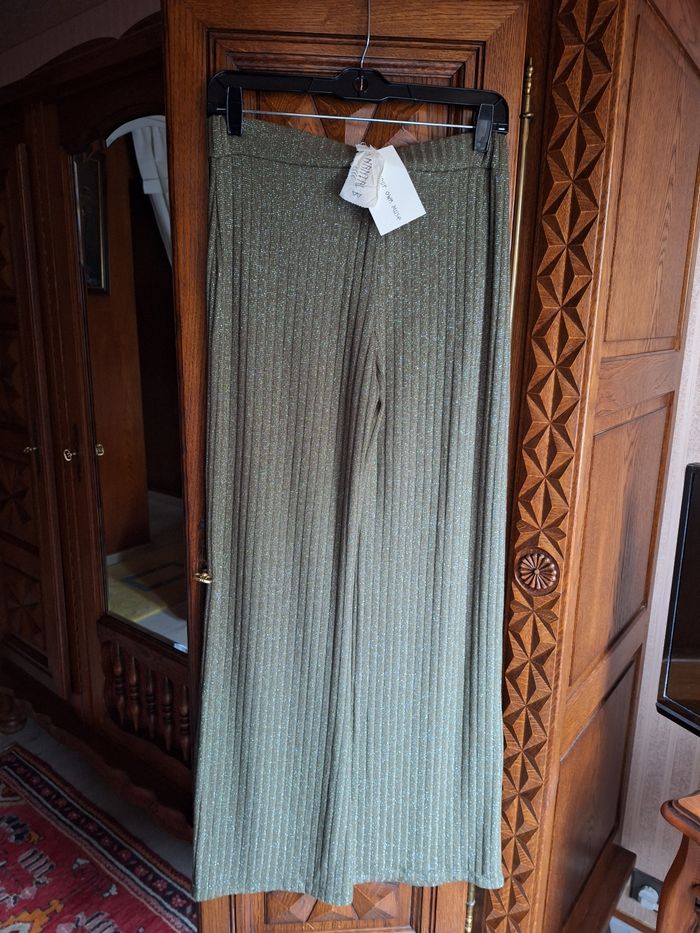 Pantalon pallazo Chantal b lurex kaki TU - photo numéro 4