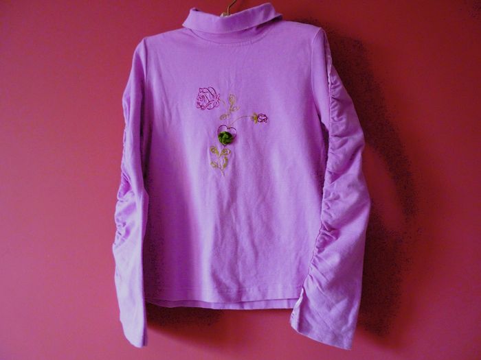 Pull col roulé Fille Pomme Framboise 10 ans violet TBE