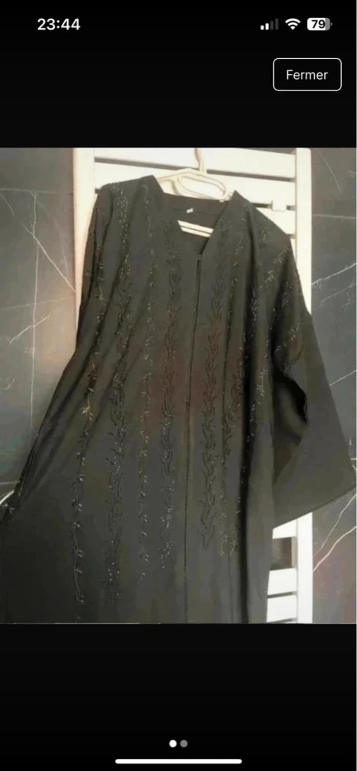 Abaya ouverte noir made in Dubaï UAE eid ramadan caftan - photo numéro 2