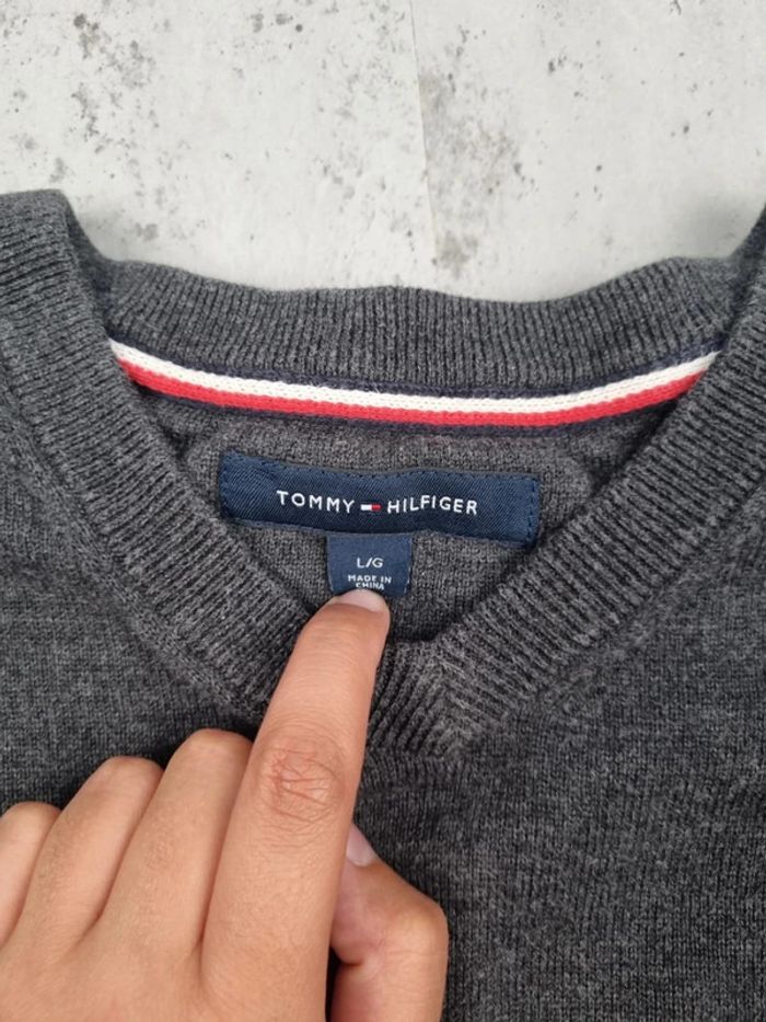 Pull col V Tommy Hilfiger gris, L Hommes - photo numéro 3