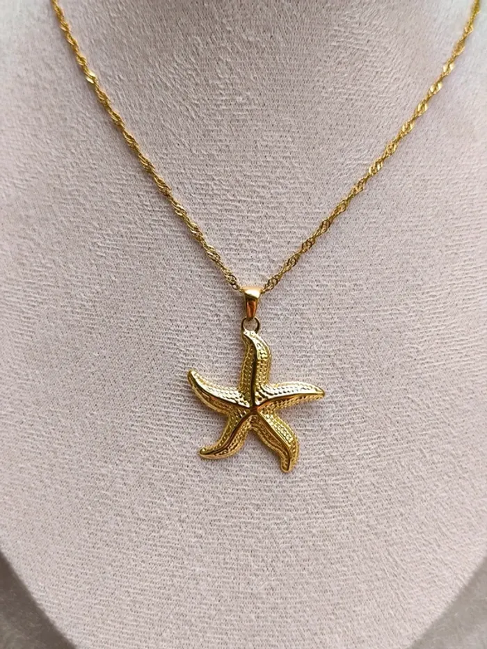Collier doré chaîne torsadée avec étoile de mer - photo numéro 8