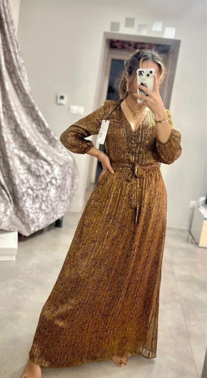Robe Ikks longue couleur Or taille S neuve avec étiquette - photo numéro 3