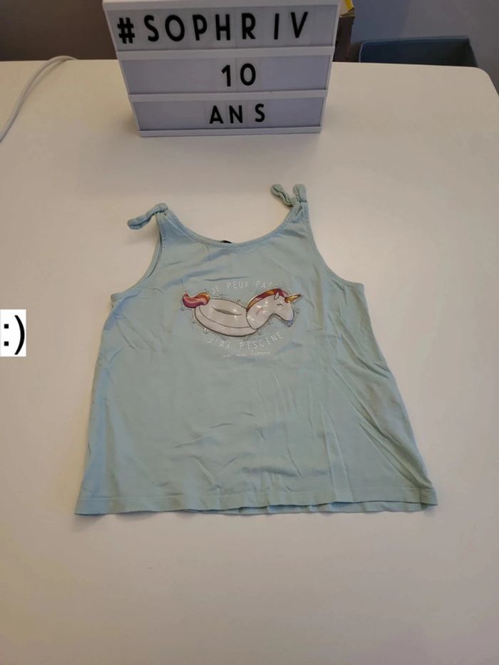 Débardeur bleu licorne 10 ans