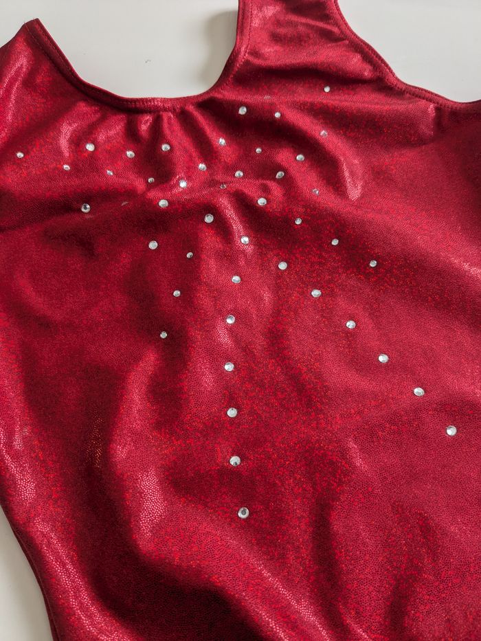 Agiva justaucorps rouge avec strass gym fille 10 ans - photo numéro 3