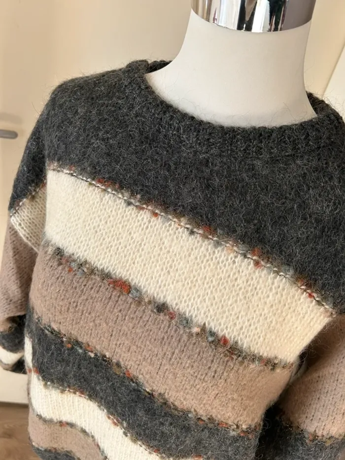 Pull en mohair multicolore femme, taille 40 - photo numéro 3