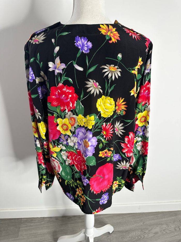 Blouse à fleurs noire et multicolore Gérard Pasquier Vintage T40 L - photo numéro 6