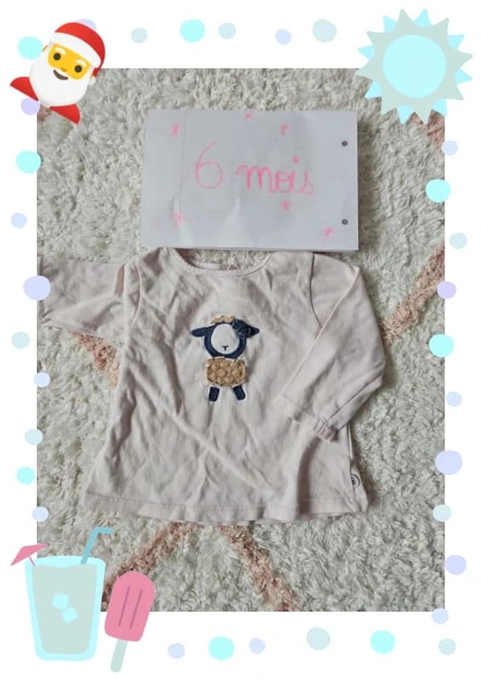 pull tee shirt manche longue fille 6 mois couleur rose pale