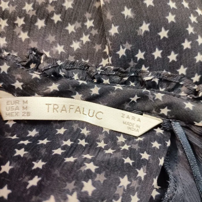 Top sans manches Zara Trafaluc bleu marine à imprimé étoiles, col à nœud A1142 - photo numéro 9