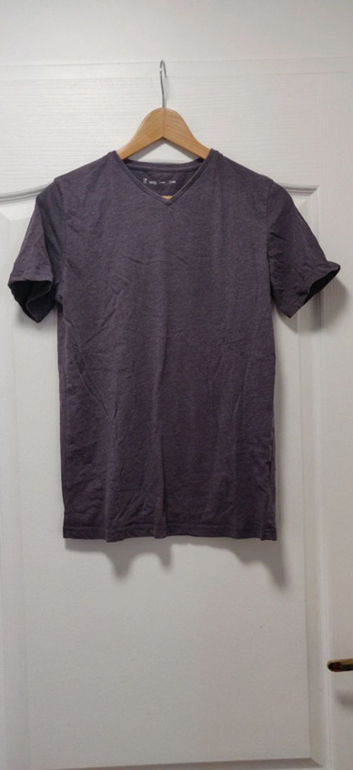 Tshirt mc bleu gris col v Gemo 14 ans