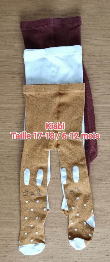 LOT : 3 paires de collants Kiabi 6-9 mois taille 17-18 fille