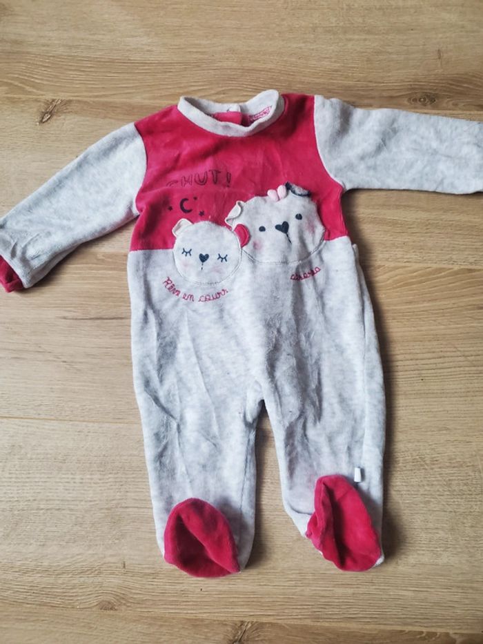 🌴 Pyjama velours rose et gris absorba taille 3 mois